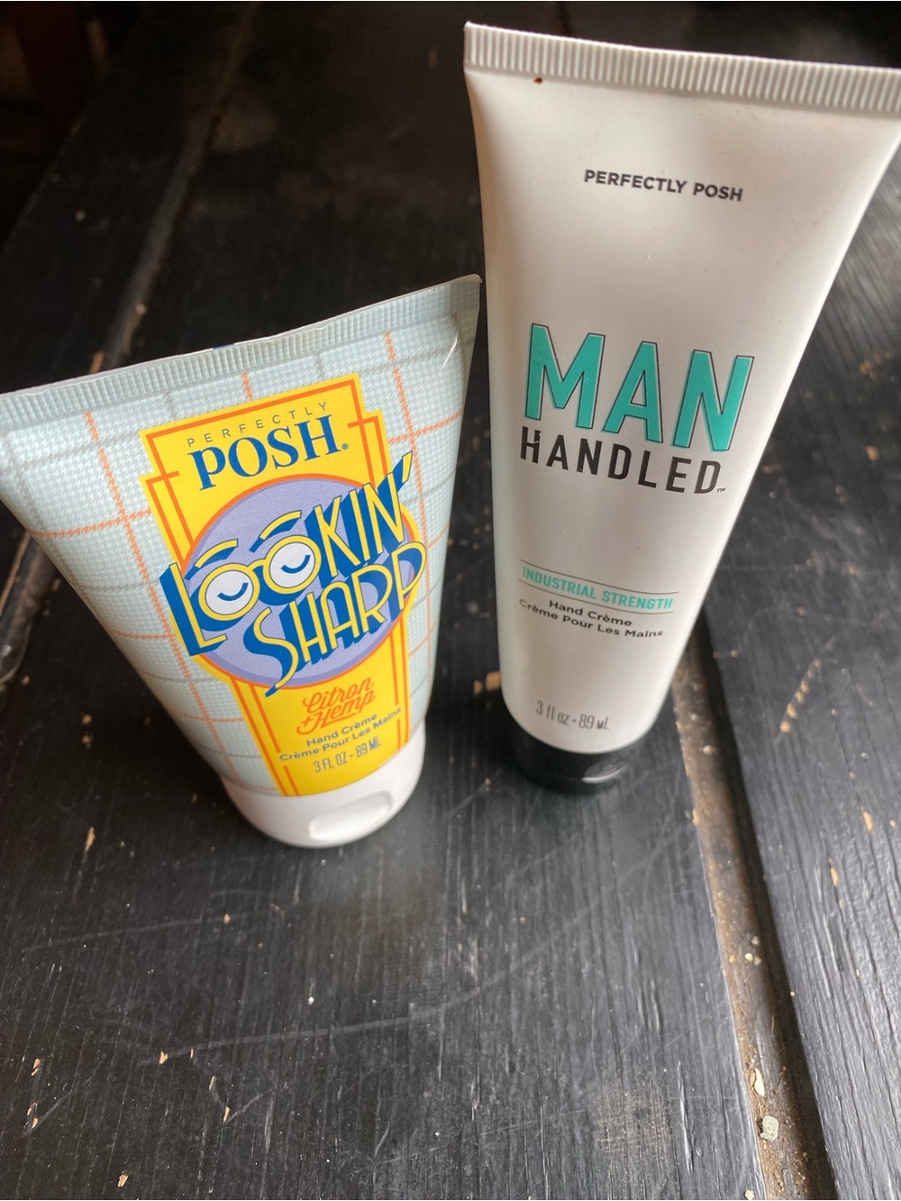Perfectly Posh Man Handled Hand Crème - White & Teal Accents